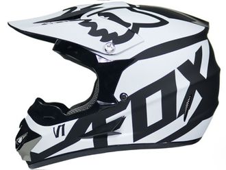 Шлем Fox, реплика, 2XL, full face, черно-белый