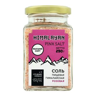 Розовая соль среднего помола, 250г (Himalayan)