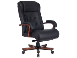 Кресло руководителя Бюрократ T-9926WALNUT черный кожа крестов. металл/дерево