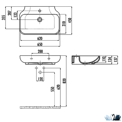 Раковина Creavit Free FE065-00CB00E-0000 65 х 45 см подвесная, глянец белоснежного цвета