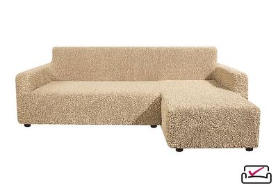 Чехол на угловой диван с правым выступом Микрофибра Капучино.ЗАЩИТА ДЛЯ МЯГКОЙ МЕБЕЛИ ОТ ЖИВОТНЫХ. ИТАЛИЯ