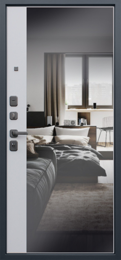 Стальная дверь   Барселона с зеркалом