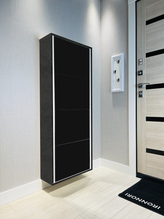 Обувница Айрон-4 Лайт (фасад стекло черное)