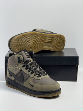 Nike Air Force 1 Mid Green Black Зимние