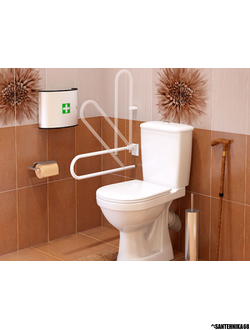 Унитаз Оскольская керамика Персона Стандарт с окрашенным поручнем для инвалидов и людей с ограниченными возможностями, косой выпуск