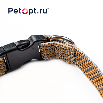 Ошейник для собак " PetOpt " L 30 мм, 45-70 см (светоотражающий, нейлоновый, два кольца)