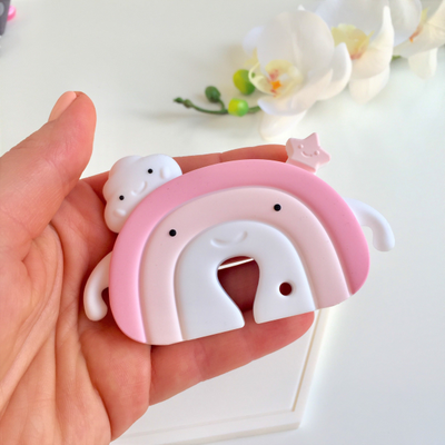 Грызунок из пищевого силикона Радуга розовая