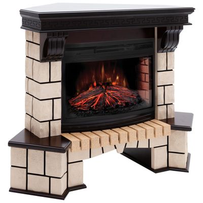 Угловой электрокамин Stone AO с очагом FireField 25