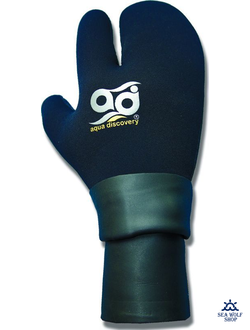 Рукавицы неопреновые 7мм AquaDiscovery 3х-палые "Classic" ОП с 2й-обтюрац. р.XL