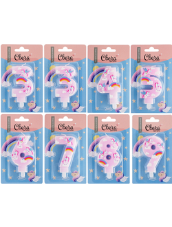 Свеча цифра "Единороги" 9 см