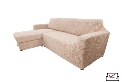 Чехол на угловой диван с левым выступом Сиена Венера Бежевый. ИТАЛИЯ