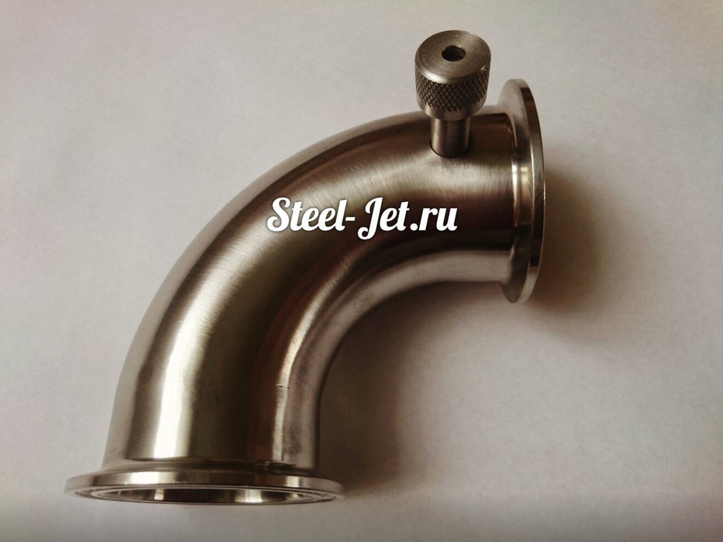 стил джет официальный сайт. стил джет. отвод 90, 2" дюйма/ 50,8мм с гильзой под термометр и узлом отбора. узел отбора jet steel. стил джет.