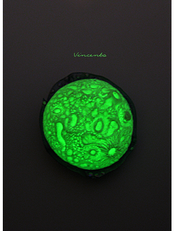 Мистическая луна. Брошь в виде луны из полимерной глины. Украшение светится в темноте