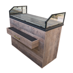 Рабочий прилавок из дерева с металлическими акцентами