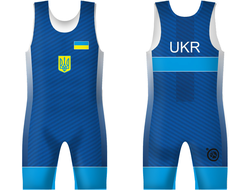 Трико сборной Украины UWW Ukraine 2016P Royal Синее с полосками как у сборной России