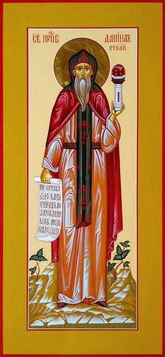 Даниил Столпник, Святой Преподобный. Рукописная мерная икона.
