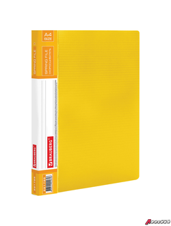 Папка с металлическим скоросшивателем и внутренним карманом BRAUBERG «Contract», желтая, до 100 л., 0,7 мм, бизнес-класс. 221785