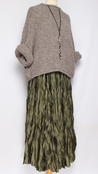 Юбка плотная шелковая "Жатая" хаки, кофе р.46-54