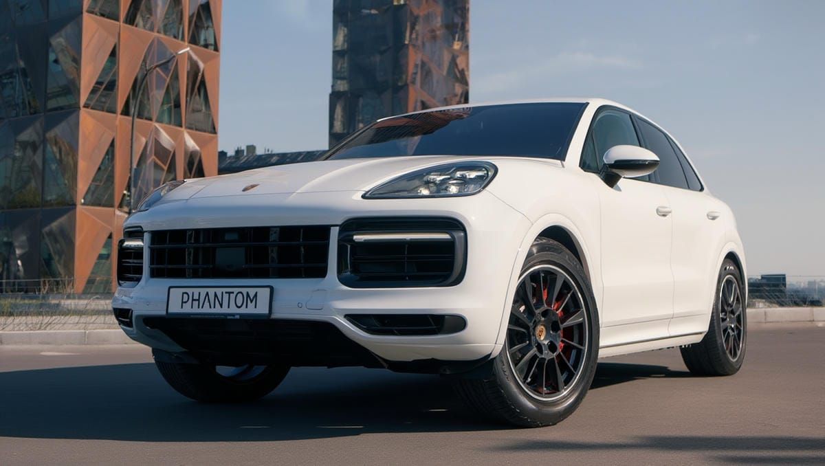 Белоснежный Porsche Cayenne E3 в Екатеринбурге с номерами PHANTOM
