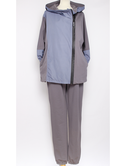 КОСТЮМ ЖАКЕТ НА МОЛНИИ И БРЮКИ "С ПЛАЩЁВКОЙ" св.серый р.50,56
