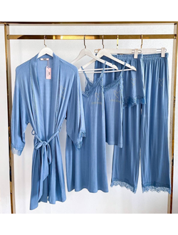 Домашняя одежда Виктория Сикрет 5в1 сине-серый