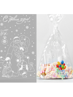 Пакет подарочный пластиковый «Дед Мороз», 25 х 40 см.