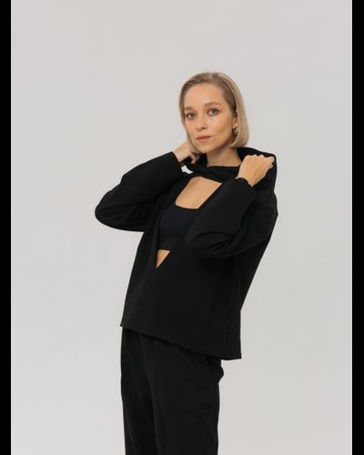 Худи с вырезом из вискозы (черный)