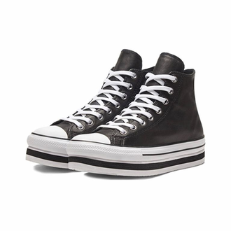 Кеды Converse Chuck Taylor All Star Layer кожаные черные высокие на платформе