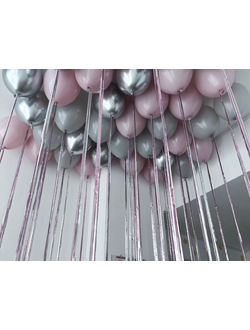 Шары с дождиком хром серебро, орхидея, серый