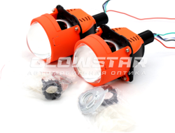 Билед модули M01, 2.5 дюйма, 12v, 5500К, с подсветкой красного цвета Devil Eyes, гаечное крепление (комплект, 2шт)