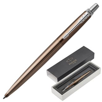 Ручка подарочная шариковая PARKER "Jotter Premium Carlisle Brown Pinstripe CT", коричневый корпус, гравировка, синяя, 1953201