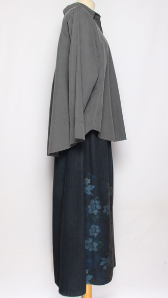 Рубашка вельветовая "Укороченная защип сзади" графит р.46-54