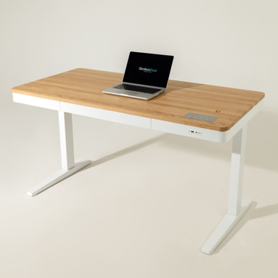 Умный стол 140×70 белый | массив дуба