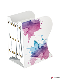 Подставка-держатель для книг и учебников BRAUBERG, раздвижная, металлическая, белая с печатью. 237903