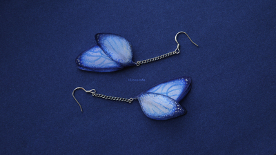 Летние серьги из шёлка "Крылышки Небесной Феи"