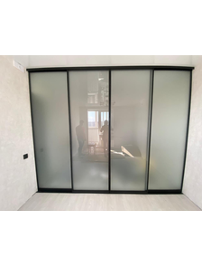 двери-купе(раздвижная перегородка) узкий черный профиль стекло матовое