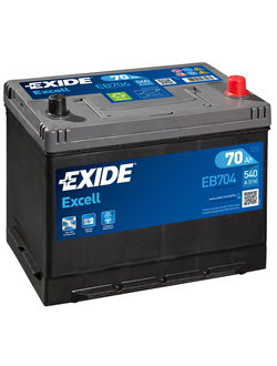 АККУМУЛЯТОР автомобильный EXIDE EXCELL EB704 (АЗИАТСКИЙ ТИП КОРПУСА) R+ 70Ah 540А (En)