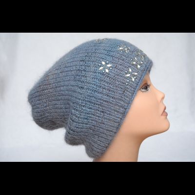 Женская шапка голубая вязаная с украшениями Vizio Италия 6715 CL