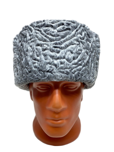 Шапка-Ушанка "Обманка" из серого отборного Каракуля