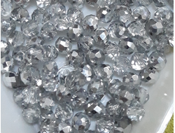 Бусины стеклянные"Рондели" 4х3 мм  нить 150 шт цвет  №96 серебро