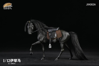 Конь с упряжью (черный) - Коллекционная ФИГУРКА 1/12 scale Ili horse (JXK063A) - JXK