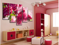 Модульная картина "Розы на ветвях"