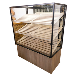 Хлебная витрина "SOLID" с 3 наклонными полками из ЛДСП, стекла и металла