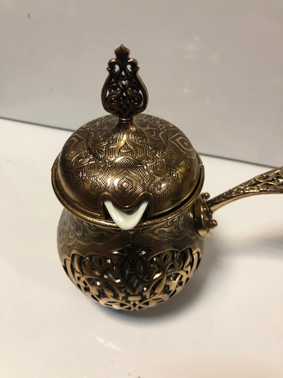 735-1/ Турка металлическая с фарфоровой вставкой, новая, Турция