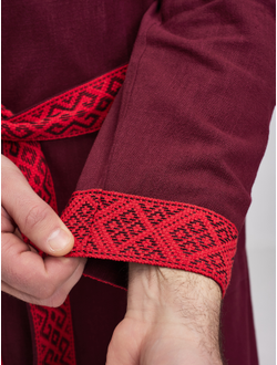 Халат для бани и дома из крапивы "Легкий пар" бордовый