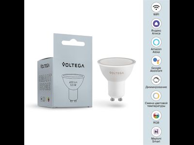 Светодиодная лампа Wi-Fi MR16 GU10 5,5W 2700K-6500K MIX-RGB DIM 110°, 2426