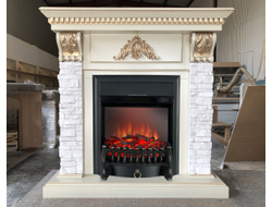 Угловой электрический камин Бронкс WT с очагом Fobos