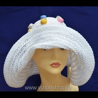 Шляпа с цветками Vizio Италия 5490 FF2 белая летняя купить