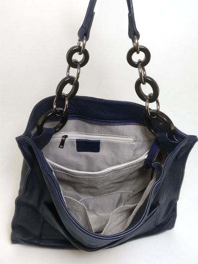 (АРТИКУЛ: 10101/1) СУМКА ЖЕНСКАЯ, БОЛЬШАЯ, НАТУРАЛЬНАЯ КОЖА, ТЕМНО-СИНЯЯ, ЧЕРЕЗ ПЛЕЧО