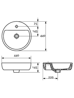 Раковина на столешницу Cersanit CASPIA RING 44